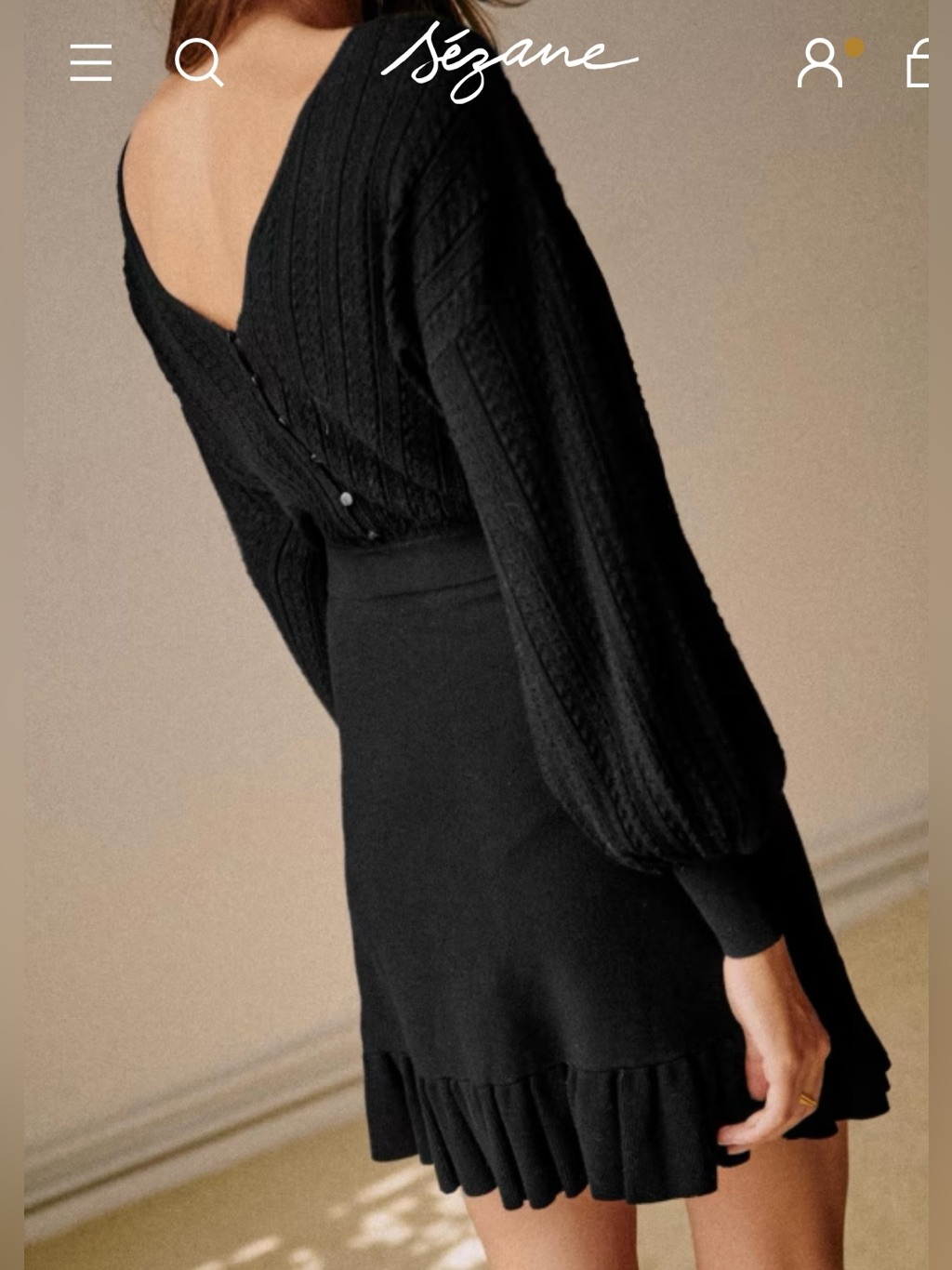 Szane Thaile Classy Black Knit Button-Back Sweater Dress